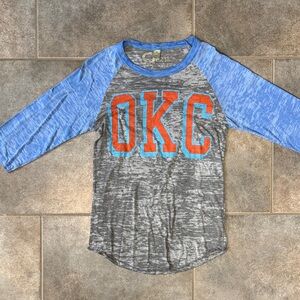 OKC Thunder Women’s Raglan Shirt - Blue and Gray